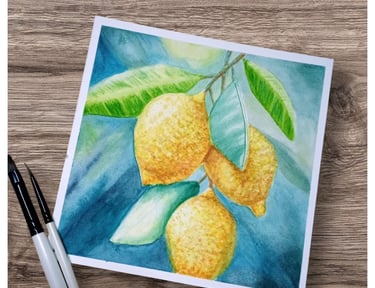 Photo of the lemons painting for workshop