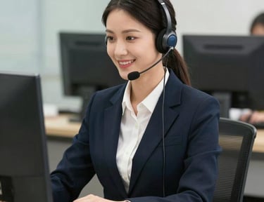 A professional office environment with people discussing documents.