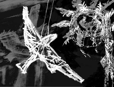 Digital collage - Artificial hawk