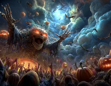crowd dancing to the spooky music 