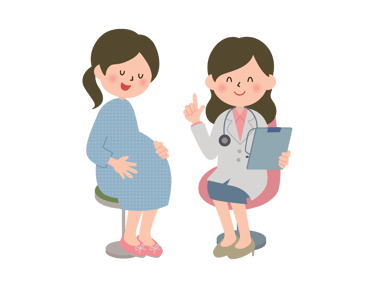 femme enceinte en consultation qui écoute les conseils et qui fait un entretien post natal