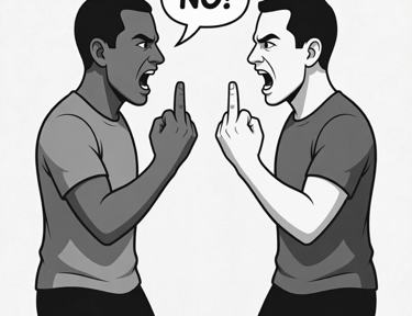 2 males with one saying no to another person