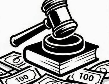 Gavel on book with cash around