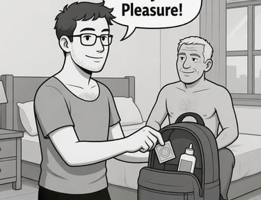 male pulling condom out with another male on sitting on male with wrinkles