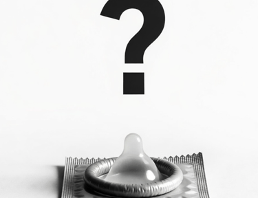 A question make above a condom on top of its packet