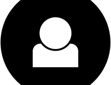 White minimalist user profile avatar icon isolated on a solid black background.
