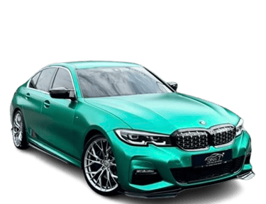 BMW 3 Series full wrapped in satin chrome green vinyl by One 7 Garage