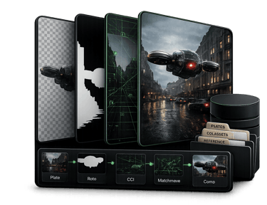 Professional VFX compositing including CGI integration, rotoscoping, and matchmoving