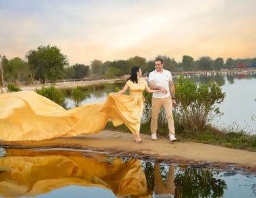 Flying Dress Photoshoot in abu dhabi and dubai Lakeside