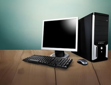 a desktop computer with a computer monitor and keyboard