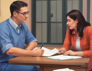 An advisor reviewing financial options with a parent.