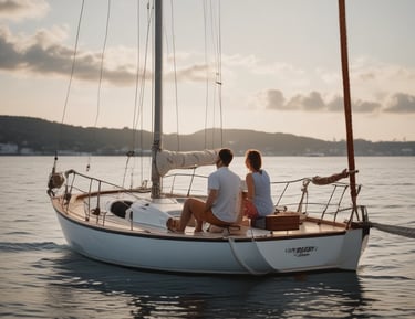 couple enjoying a romantic day on a sailboat
