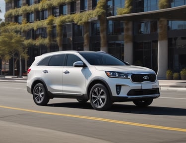 A bright convertible car ready for a sunny day adventure.