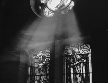 light emitting through stained glass windows to the soul