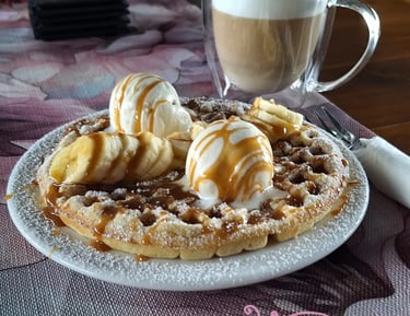 waffle with cappucino 1877 doughnut bar