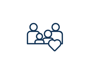 Ikona rodziny z sercem, symbolizująca sprawy rodzinne i dziedziczenie.