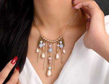 The Scotch Mist- Golden Embellished Necklace With Anti-Tarnish Coating