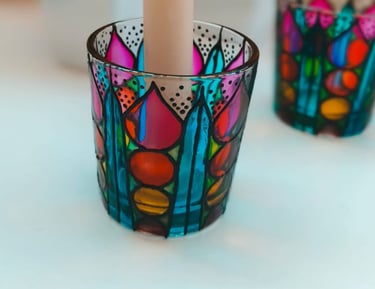 Hand-painted candle holder by Anagha Art Studio – perfect to brighten your space or gift with love.