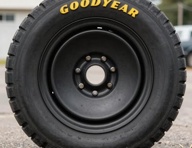 Close-up of a tire tread pattern showing deep grooves for winter traction.