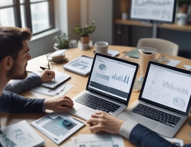 A consultant advising a premium client on digital marketing strategy.