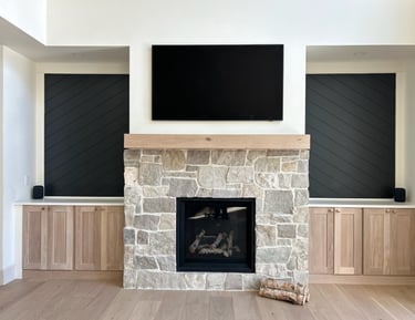 natural stone thin veneer gas fireplace face