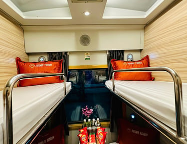 Two upper sleeper berths in Hana Train Deluxe Cabin
