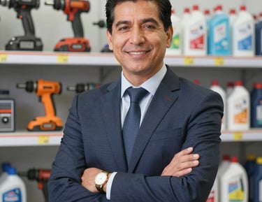 Delivery truck loaded with assorted hardware and cleaning supplies.