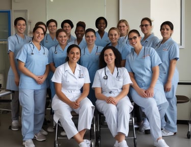 Group of French employees attending a training session in a professional setting.