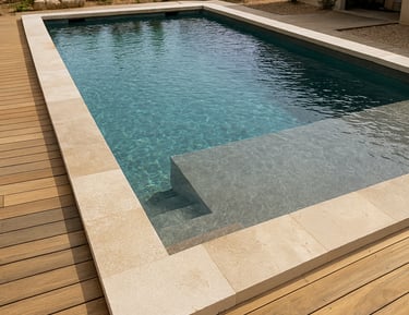 Piscine sur mesure avec plage immergée réalisée par EGPR