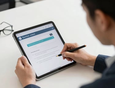 Mobile notary meeting a client at their home, reviewing paperwork together.