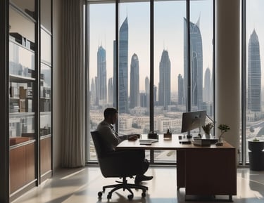 A concierge warmly greeting guests at the stylish entrance of a holiday home.