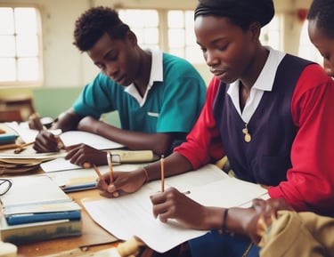 Graduates proudly holding their internationally recognized certificates.