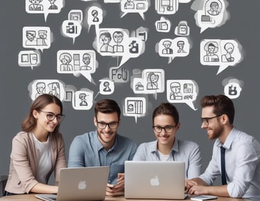 A team brainstorming digital marketing strategies around a conference table.