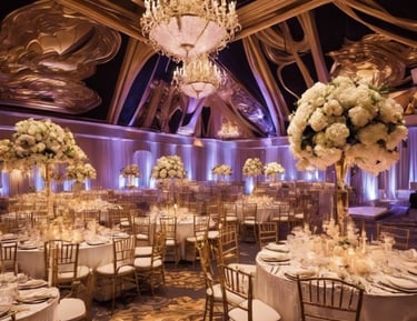 a building with flags on the roof