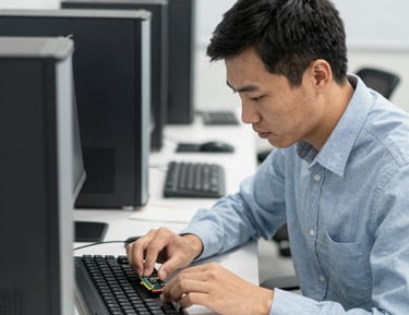 a very large array of electronic equipment in a room