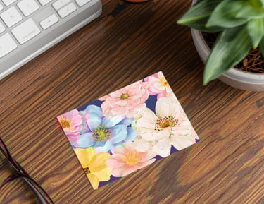Flower in bloom Postcard on desk picture