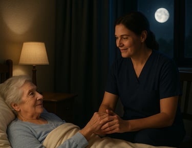 femme âgée soutenu par services confort net