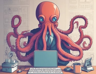 A colorful advertisement featuring bold text in Italian promoting free services. Large text reads 'SERVIZI GRATIS! AFFILIATI ADESSO' with phrases contained in vibrant geometric shapes and bubbles. The ad highlights an offer starting from 2023 and includes marketing elements like a website, advertising, and magazine.