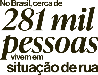 Imagem contendo texto "No Brasil, cerca de 281 mil pessoas vivem em situação de rua"