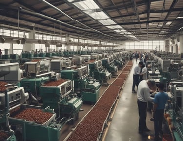 A flat wooden surface hosts a collection of metal hardware items, including a shiny chrome wrench, several bolts, nuts, and washers. The arrangement exhibits an orderly yet casual layout, with natural wood grain patterns visible in the background.