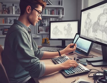 Person using a photocopier in a bright, organized office environment.