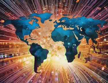 A woman and two children are sitting at a desk, engaging in a learning activity with books and pens. A large educational poster with diagrams and blue backgrounds is hanging on the wall behind them.