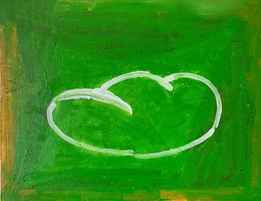 Pão, pintura sobre tela, verde, gestual, 30 x 40 cm, Ariana Couvinha