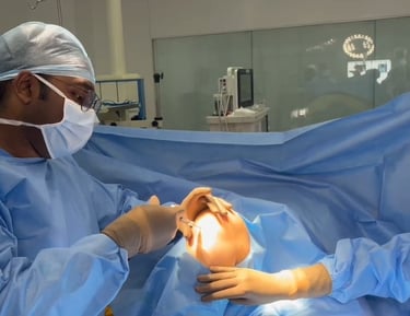 Surgeon injecting Stem cells to knee