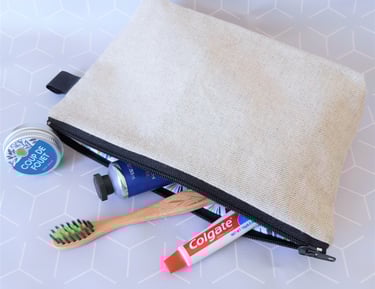 trousse de toilette femme tissu coton ecru