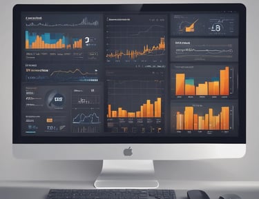 A digital dashboard displaying business metrics.