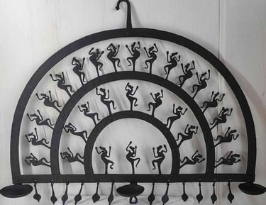 "Open circular frame oil lamp–traditional Bastar iron hanging-Export-oriented"