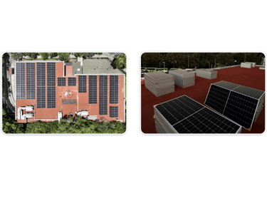 Instalación de paneles solares en azotea de edificio para generación de energía fotovoltaico