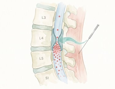 Medical illustration of a acupuncture for back pain relief 