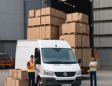 A construction site with scaffolding set up around a building partially made of bricks and concrete. Two workers are present; one is on the scaffolding, and the other is walking on the ground wearing protective gear. The area is surrounded by palm trees, and there is a small pavilion with a green roof in the background. Various construction materials and debris are scattered on the grass.